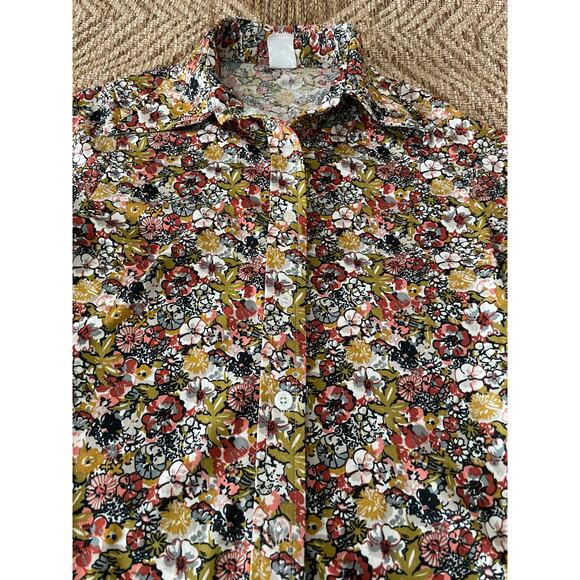 Vintage Floral DOUBLE KNIT 70s Blouse button Front SZ Large - Picture 3 of 8